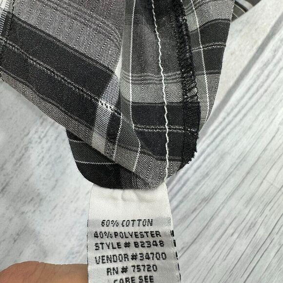BKE Pearl Snap Shirt M Athletic Fit Plaid Short Sleeve Western Mens Gray - Picture 7 of 7
